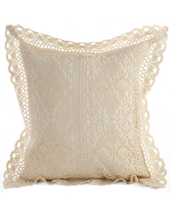 Poszewka ażurowa koronka 40x40 Megan jasnobeżowa Eurofirany