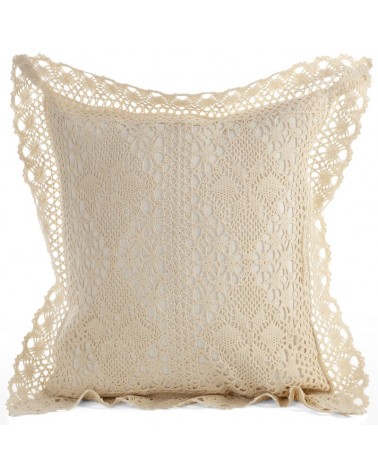 Poszewka ażurowa koronka 40x40 Megan jasnobeżowa Eurofirany