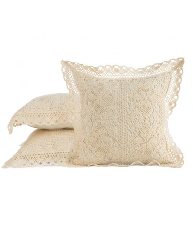 Poszewka ażurowa koronka 40x40 Megan jasnobeżowa Eurofirany