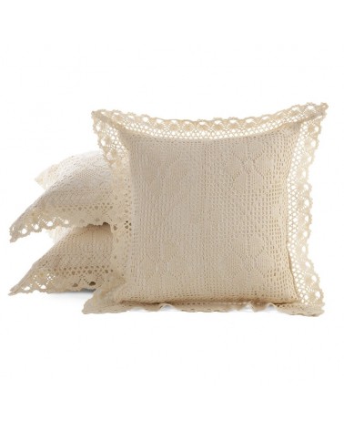 Poszewka ażurowa koronka 40x40 Mirella jasnobeżowa Eurofirany