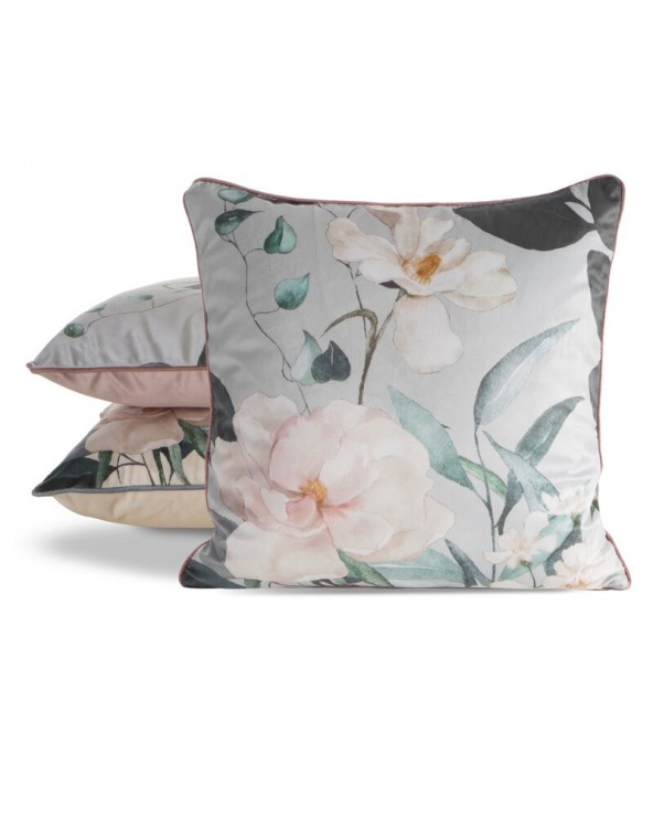 Poszewka velvet 45x45 Rosita 1 srebrna/kremowa Eurofirany