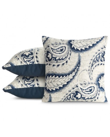 Poszewka haftowana 43x43 Sabrina kremowa/granatowa Eurofirany