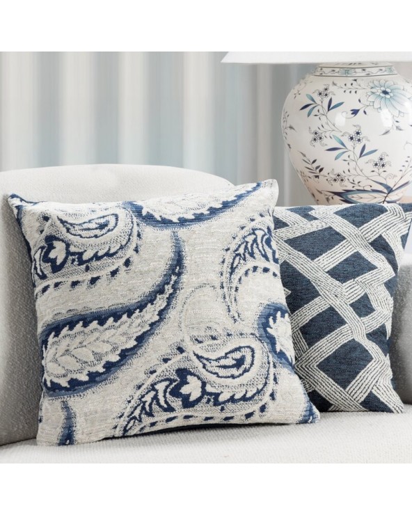 Poszewka haftowana 43x43 Sabrina kremowa/granatowa Eurofirany