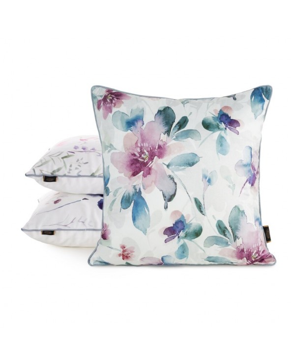 Poszewka velvet 45x45 Velvet 154 biała/turkusowa Eurofirany