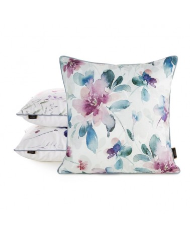 Poszewka velvet 45x45 Velvet 154 biała/turkusowa Eurofirany