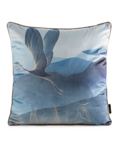 Poszewka velvet 45x45 Velvet 160 biała/niebieska Eurofirany