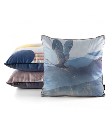 Poszewka velvet 45x45 Velvet 160 biała/niebieska Eurofirany