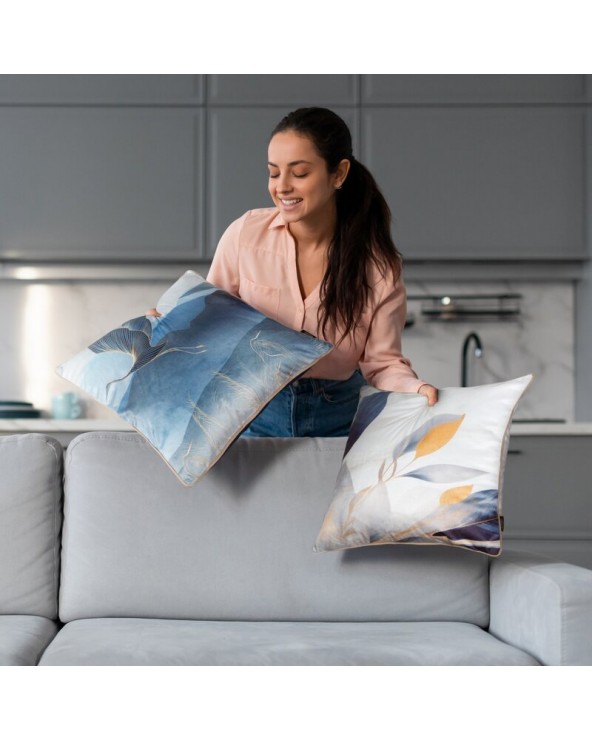 Poszewka velvet 45x45 Velvet 160 biała/niebieska Eurofirany