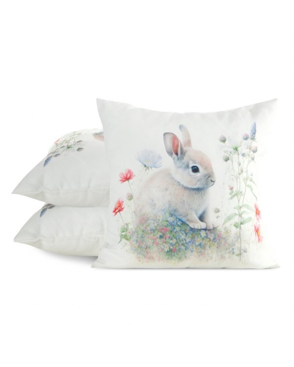 Poszewka wielkanocna 45x45 Wiosna 63 biała/zielona Eurofirany