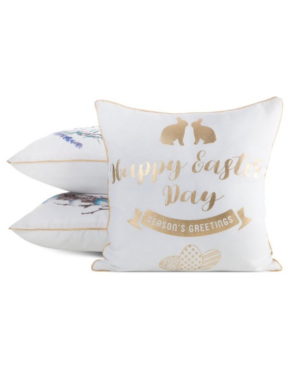 Poszewka wielkanocna 45x45 Wiosna 65 biała/złota Eurofirany