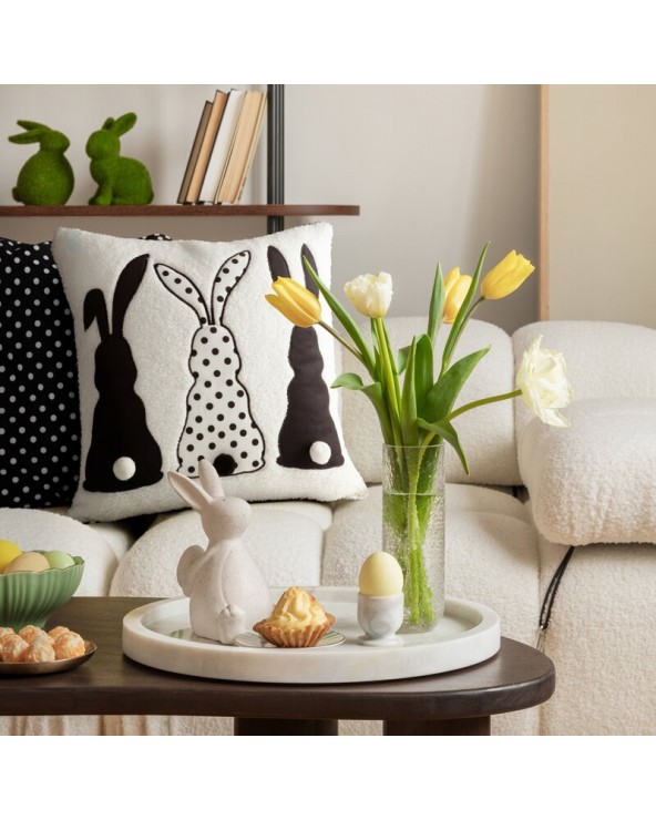 Poszewka wielkanocna 45x45 Wiosna czarna 4 Eurofirany