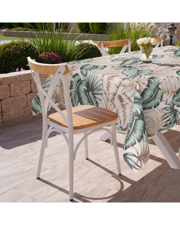 Obrus ogrodowy wodoodporny 140x220 Garden 13G kremowy/zielony Eurofirany