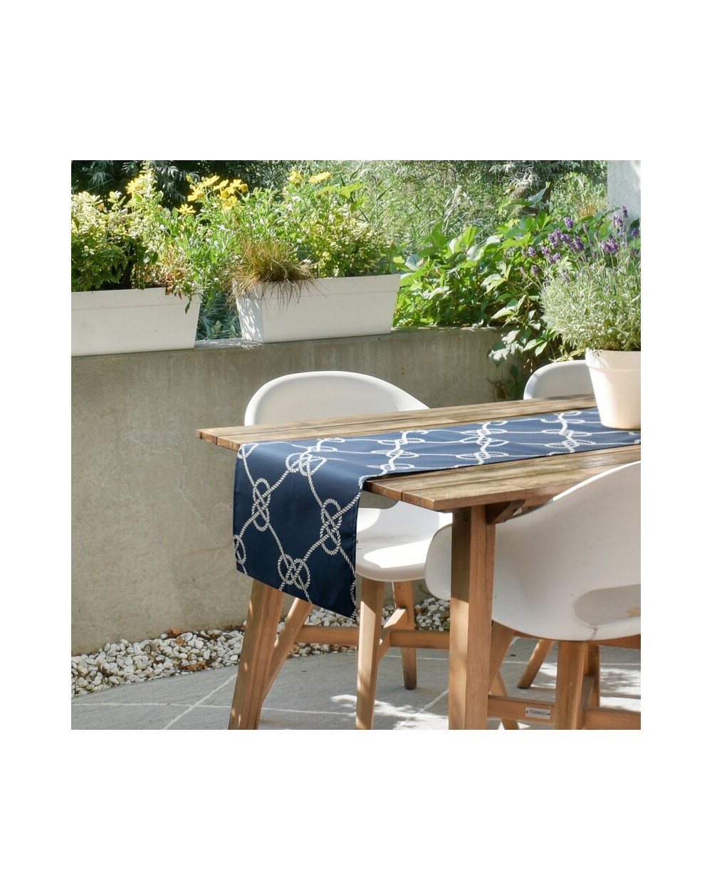 Bieżnik ogrodowy wodoodporny 40x140 Garden 15B granatowy/biały Eurofirany