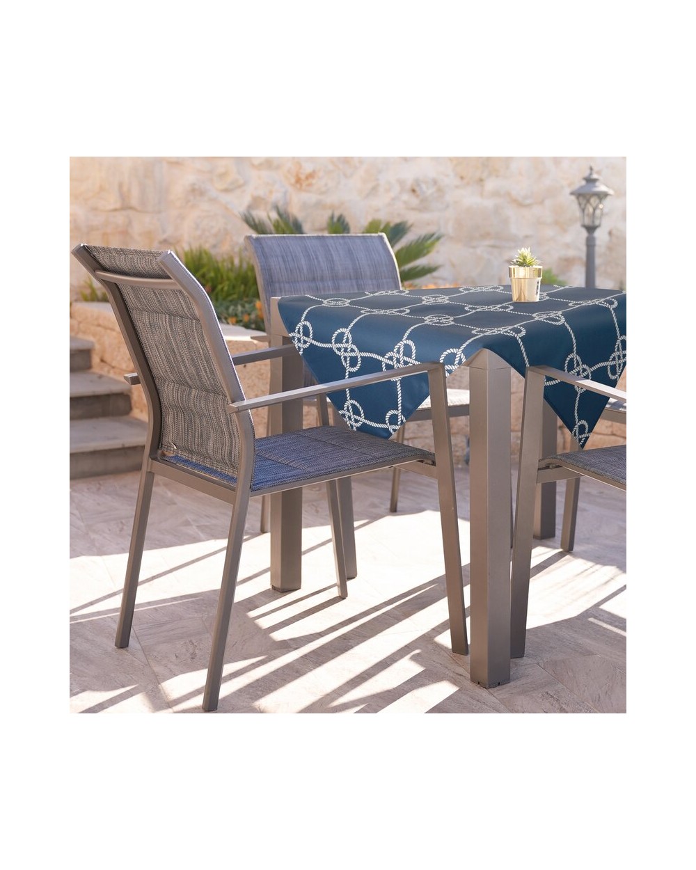 Obrus ogrodowy wodoodporny 85x85 Garden 15D granatowy/biały Eurofirany