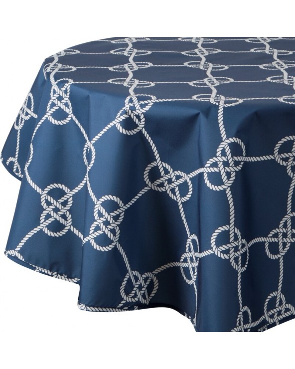 Obrus ogrodowy wodoodporny okrągły 150cm Garden 15E granatowy/biały Eurofirany