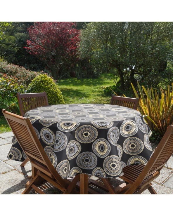 Obrus ogrodowy wodoodporny okrągły 150cm Garden 19E czarny/biały Eurofirany