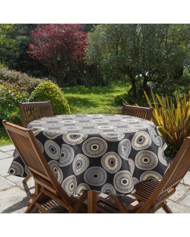 Obrus ogrodowy wodoodporny okrągły 150cm Garden 19E czarny/biały Eurofirany