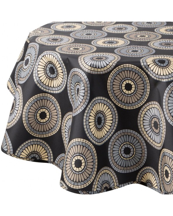 Obrus ogrodowy wodoodporny okrągły 150cm Garden 19E czarny/biały Eurofirany