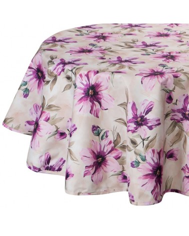 Obrus ogrodowy wodoodporny okrągły 150cm Garden 29E kremowy/różowy Eurofirany