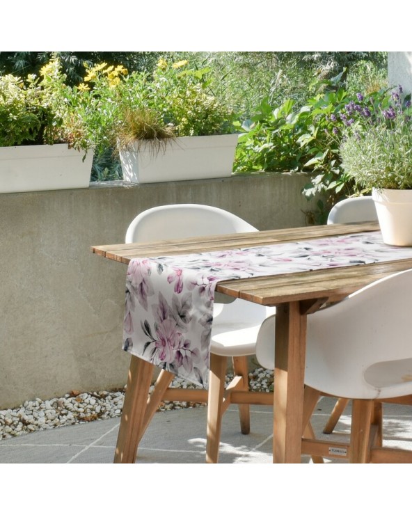 Bieżnik ogrodowy wodoodporny 40x140 Garden 30B biały/różowy Eurofirany