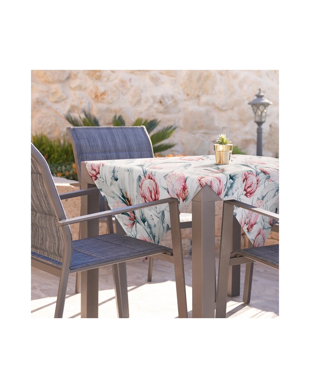 Obrus ogrodowy wodoodporny 85x85 Garden 32D biały/niebieski Eurofirany