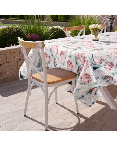 Obrus ogrodowy wodoodporny 140x220 Garden 32G biały/niebieski Eurofirany