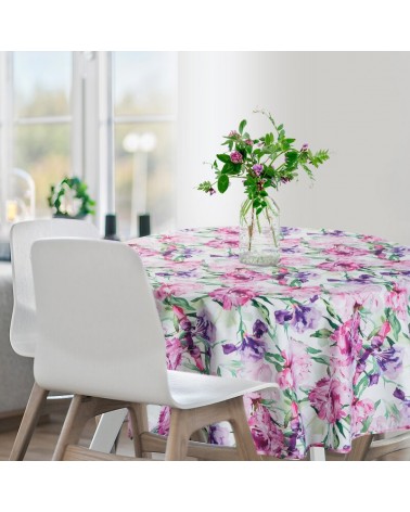 Obrus ogrodowy wodoodporny okrągły 150cm Garden 34E różowy/fioletowy Eurofirany