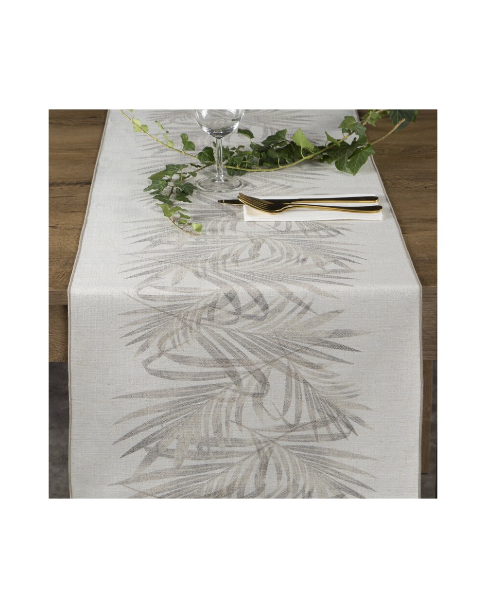 Bieżnik z lnem 40x140 Ines beżowy Eurofirany