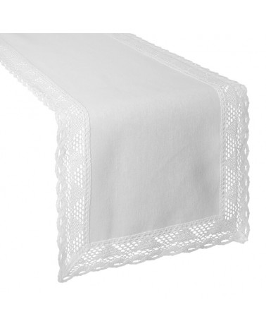 Bieżnik z koronką 40x140 Nataly biały Eurofirany