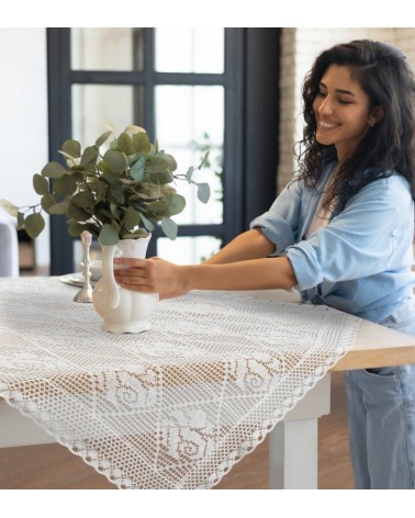 Obrus ażurowy 85x85 Rosaly biały Eurofirany