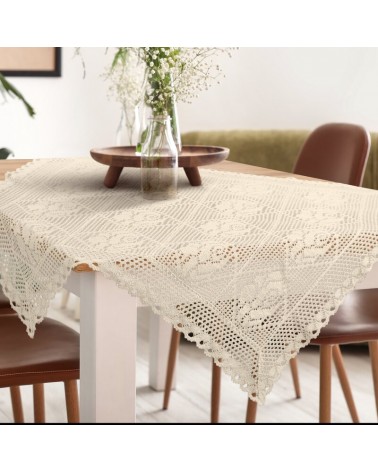 Obrus ażurowy 85x85 Rosaly jasnobeżowy Eurofirany