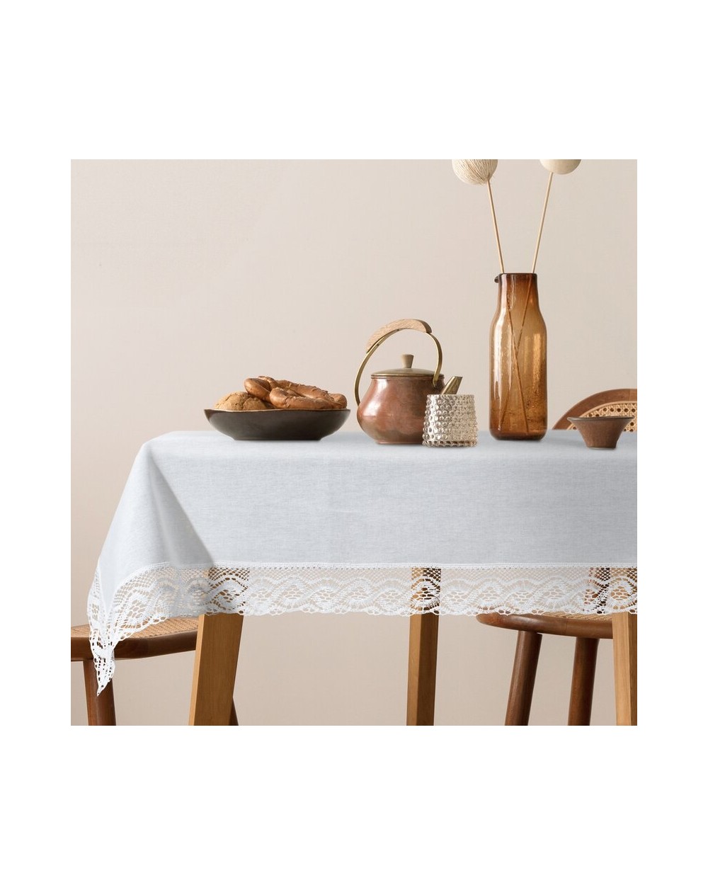 Obrus z koronką 140x260 Susan biały Eurofirany