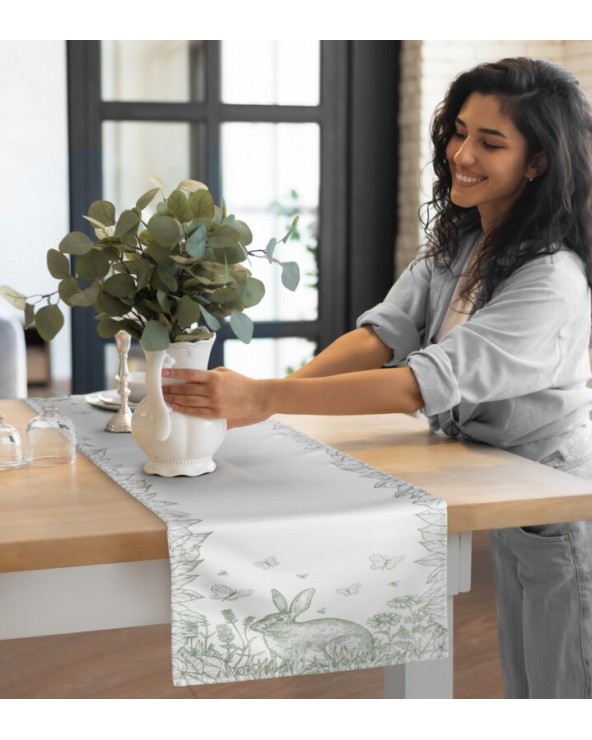 Bieżnik wielkanocny 40x140 Wiosna kremowy/zielony Eurofirany 