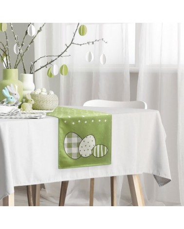 Bieżnik wielkanocny welwetowy 35x140 Wiosna zielony/biały Eurofirany