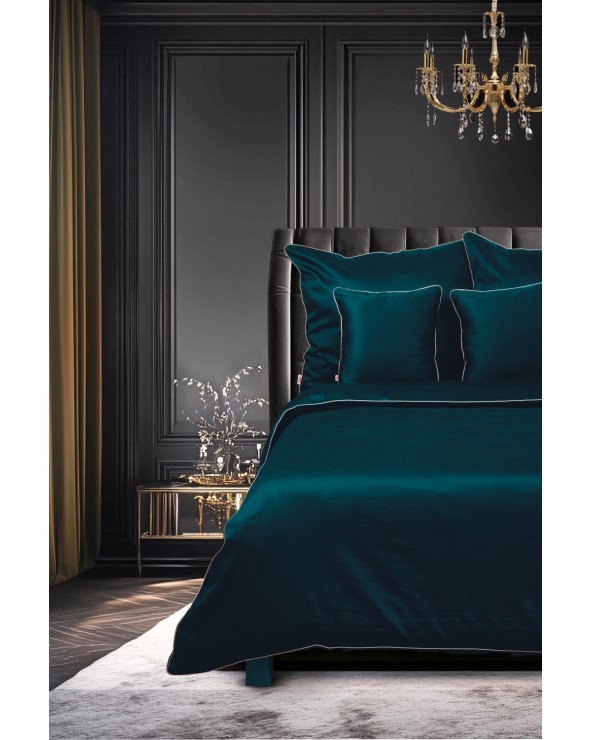 Pościel satyna bawełniana 140x200 + 1x70x80 Gold Line ciemnozielona Matex
