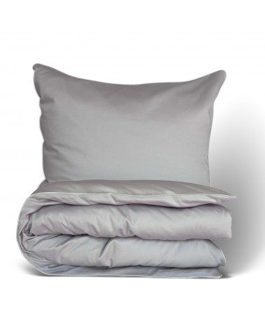 Pościel satyna bawełniana 140x200 + 1x70x80 Gold Line popielata Matex