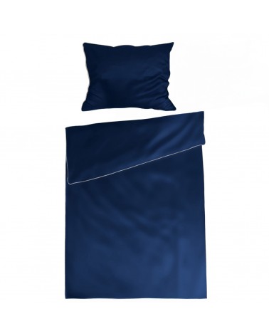 Pościel satyna bawełniana 140x200 + 1x70x80 Gold Line granatowa Matex