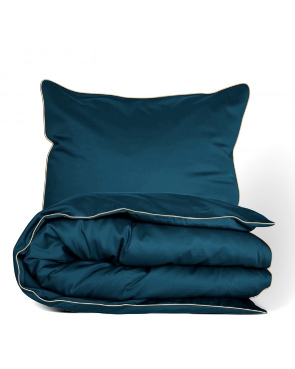 Pościel satyna bawełniana 160x200 + 2x70x80 Gold Line ciemnozielona Matex