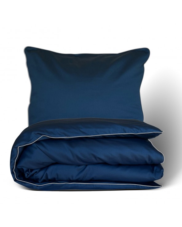 Pościel satyna bawełniana 160x200 + 2x70x80 Gold Line granatowa Matex