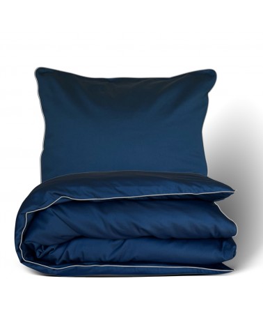 Pościel satyna bawełniana 160x200 + 2x70x80 Gold Line granatowa Matex