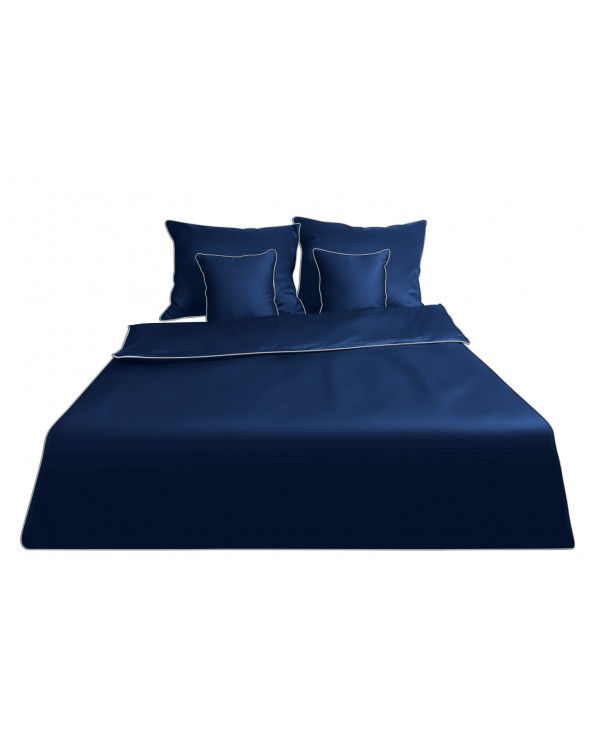 Pościel satyna bawełniana 160x200 + 2x70x80 Gold Line granatowa Matex