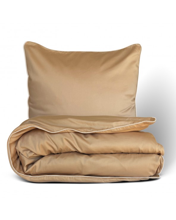 Pościel satyna bawełniana 200x220 + 2x70x80 Gold Line beżowa Matex