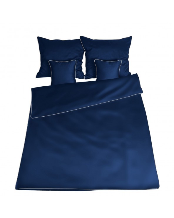 Pościel satyna bawełniana 200x220 + 2x70x80 Gold Line granatowa Matex