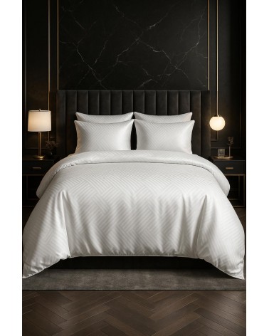 Pościel adamaszek 200x220 + 2x70x80 Geometria biała Matex