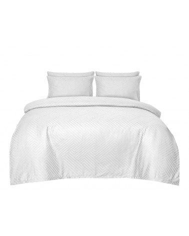 Pościel adamaszek 200x220 + 2x70x80 Geometria biała Matex