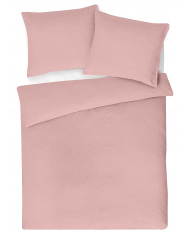 Pościel adamaszek 200x220 + 2x70x80 Geometria różowa Matex