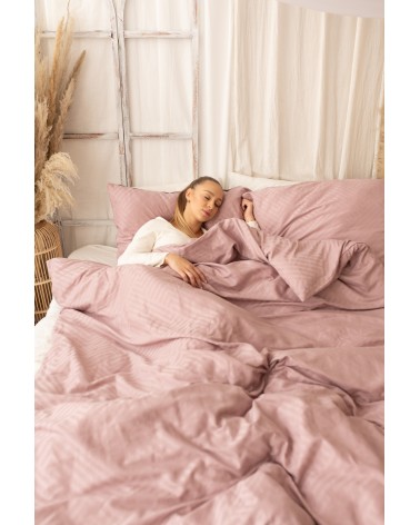 Pościel adamaszek 200x220 + 2x70x80 Geometria różowa Matex