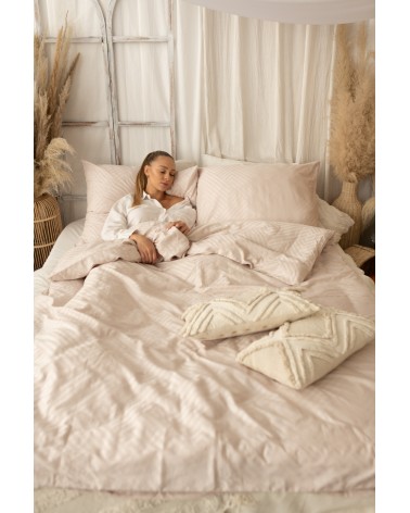 Pościel adamaszek 200x220 + 2x70x80 Geometria beżowa Matex