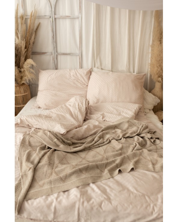 Pościel adamaszek 200x220 + 2x70x80 Geometria beżowa Matex