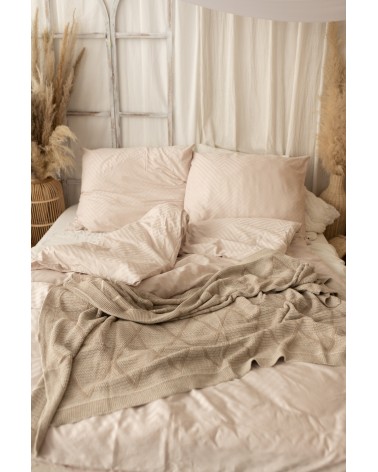 Pościel adamaszek 200x220 + 2x70x80 Geometria beżowa Matex